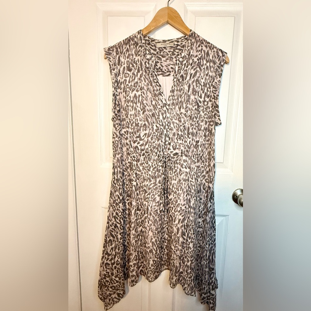 All Saints Clari Kara Leopard Print Mini Dress - Size Large - Picture 5 of 10